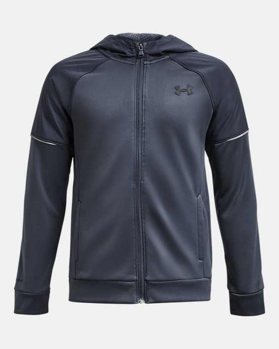 Boys' UA Storm Armour Fleece® Full-Zip Hoodie, Gray, pdpMainDesktop image number 0